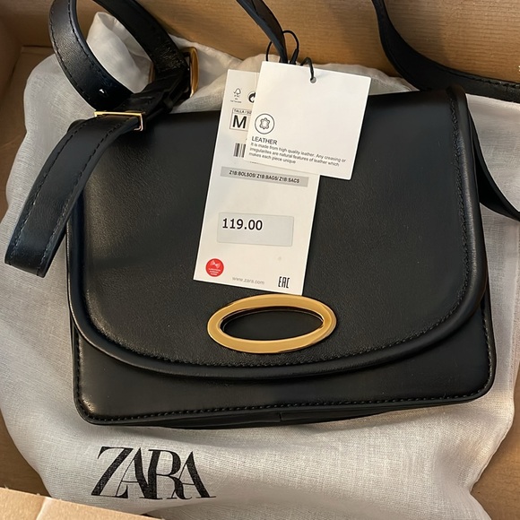 NWT Zara Leather Crossbody Bag - Picture 4 of 15